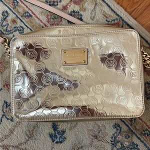 Michael Kors Metallic Gold Monogram Crossbody Bag